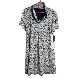 NWT Jessica Howard Black & Ivory Fit & Flare Dress Size 16 Floral Pattern Womens